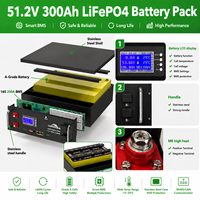 CERRNSS Promotion Batterie de Stockage d'Énergie Solaire LiFePO4 51.2V 48V 100AH 200AH 300AH avec plus de 6000 cycles de charge, capacités 5KWH 10KWH 15KWH