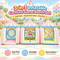 Ensemble de jeux gonflables 3-en-1 pour fête foraine : jeu de fléchettes, jeu de claquer les clowns, jeu de lancer d'anneaux – Équipement pour événements et fêtes d'enfants (vente en gros)
