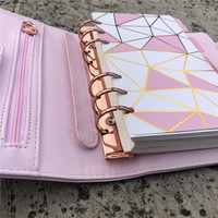 Organiseur de carnet à anneaux A6 en cuir PU personnalisé avec impression, pochette de rangement