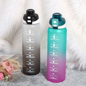 Hot Sell Water <b>Bottle</b>, <b>Straw</b> Time Marker Gradient Plastic Water Leakproof <b>Bottle</b> Sports Portable Water <b>Bottle</b> 1000ml/ - Product Image 5