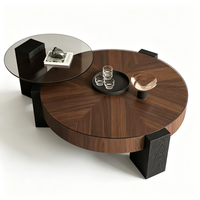 Italienischer Minimalistischer Wabi-Sabi Stil Hochwertiger Beweglicher Couchtisch aus Walnussholz für Wohnzimmermöbel