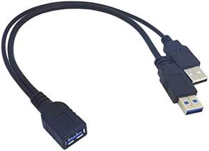 3.0 USB ตัวเมียเป็น USB คู่ตัวผู้สายเคเบิลต่อพ่วงข้อมูล Y สำหรับ2.5 "ฮาร์ดดิสก์บนมือถือสีดำ - Product Image 2