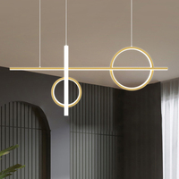Suspension Lumineuse Moderne LED Ronde Longue pour Salon Maison Simple Plafonnier Pendentif Îlot de Cuisine
