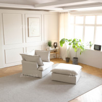 ATUNUS-Ensemble canapé modulable avec pouf, fauteuil confortable, doux, à siège unique