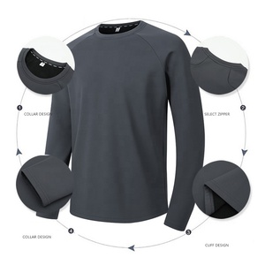 Oem ODM trống dài tay áo vòng cổ Mens Áo thun Nylon Spandex cực Fleece mùa xuân mùa thu Áo nỉ áo sơ mi cho nam giới - Product Image 2