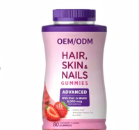 Gummies avancées pour cheveux, peau et ongles avec 2x Biotine 6000mcg, saveur fraise, pour la croissance des cheveux et la vitalité de la peau