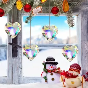 Vente en gros de 45mm K9 cristal AB coeur prisme clair éclairage amour pendentif perles arc-en-ciel pour noël décoration de la maison bijoux à bricoler soi-même