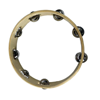 Tambourin à manivelle en bois avec clochettes métalliques, instrument de percussion sonore, tambourin en bois à une rangée de clochettes