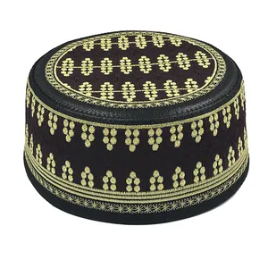 Brodé Musulman Hommes Prière Chapeaux Mâle Bonnets Cap Kippah Maison Chapeau Islamique Ramadan Juif Chaud Hommes Wrap Head Cap