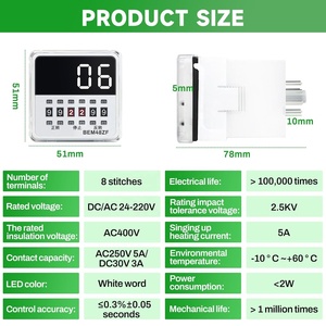 تتابع LED V/24V قابل للتعديل إلى الأمام/الخلف/وقت التوقف BEM48ZF ضوء أبيض-S-99H DC/AC مرحل توقيت + قاعدة - Product Image 2