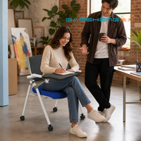 Chaise de formation GS-2401D avec tablette d'écriture, dossier en maille, bras pivotant pour tablette, 4 roulettes, siège rembourré, chaise personnalisable OEM ODM