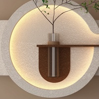 Tableau LED 3D en sable mouvant avec plante verte, style nature morte, panneau mural décoratif, emballage en boîte, style crème, pour salon et chambre à coucher
