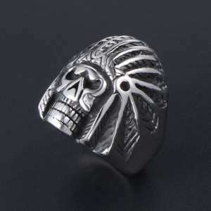 Nhẫn Đầu Lâu Người Mỹ Gốc Ấn Độ Nhẫn Đầu Lâu Viking Bắc Âu Nhẫn Đầu Lâu Punk Cho Nam Quà Tặng Trang Sức Phụ Kiện Cho Cha - Product Image 4