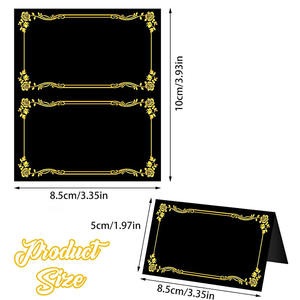 Tentes <span class=keywords><strong>de</strong></span> table pliées personnalisées cartes <span class=keywords><strong>de</strong></span> nom <span class=keywords><strong>de</strong></span> table <span class=keywords><strong>de</strong></span> signe avec bordure en feuille d'or cartes <span class=keywords><strong>de</strong></span> <span class=keywords><strong>place</strong></span> <span class=keywords><strong>de</strong></span> mariage noires - Product Image 2