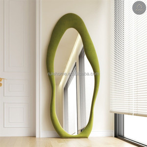 Đầy đủ chiều dài cơ thể flannel khung sàn gương gợn sóng nhung tường gương cho trang trí phòng ngủ nhà - Product Image 3