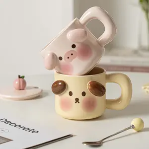 可爱卡通3D水杯手绘动物陶瓷杯3D动物咖啡杯
