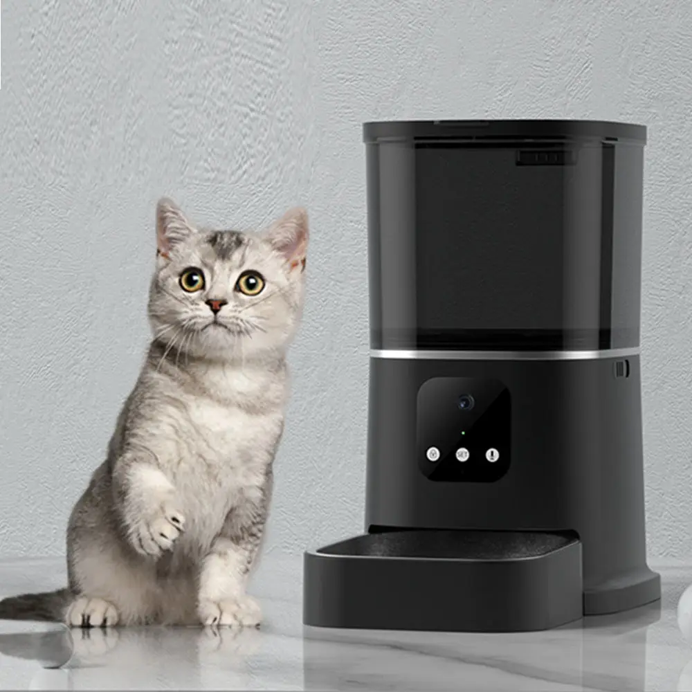 Automatischer Haustierfutter mit hochwertigem Knopf intelligenter Haustierfutter Katze und Hund Terminausführung Fütterung 6 L WLAN automatische Haustierschalen und Futtergeräte