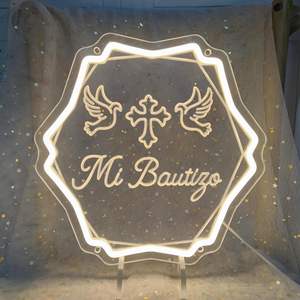 Letreros de Neón para Decoración de Bautizos, Letrero Luminoso LED para Mi Bautizo, Decoración Perfecta para Fiestas de Cumpleaños, Letreros de Neón Personalizados en Stock - Product Image 1