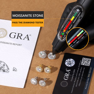 Envío Gratis, Pendientes de Plata de Ley 925 con Diamantes de Laboratorio Halo de 1.0CT y 2.0CT, Oro Blanco Vermeil, Joyería para Hombre y Mujer, VVS GRA, Moissanita - Product Image 3