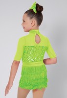Costumes de danse pour filles, robe de danse à paillettes rose bonbon adorable pour enfant, robe à franges, costumes de danse de ballet à paillettes pour enfants