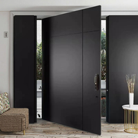 Modèles personnalisés de style d'entrée en bois de grande taille en acajou Double entrée principale en bois massif Portes d'entrée extérieures