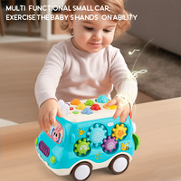 Zhorya - Juguete Montessori 6 en 1, Piano, Juego de Pesca, Juguetes Musicales de Aprendizaje para Niños, Juguete Multifuncional de Autobús para Bebés