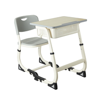Ensemble de mobilier scolaire moderne et personnalisé pour école primaire, bureau et chaise réglables en hauteur en fer et bois pour la maison, le bureau, l'appartement, multi-générations