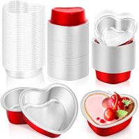 Barquette jetable en aluminium en forme de cœur rouge 3,4 oz, petit moule à pâtisserie en aluminium pour boulangerie, vente en gros, service alimentaire, plateau argenté