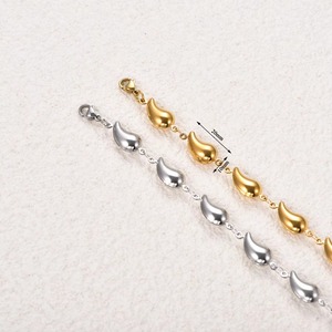 Nueva Tendencia: Tobilleras y Pulseras de Cadena de Mano de Acero Inoxidable Dorado con Diseño de Gota de Agua y Cuentas Huecas, Accesorios de Joyería para Niñas y Mujeres - Product Image 1