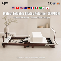MJD Commercial Pilates Reformer en bois de noyer pliable, équipement de yoga professionnel pour l'entraînement du tronc, avec glisse silencieuse et fluide