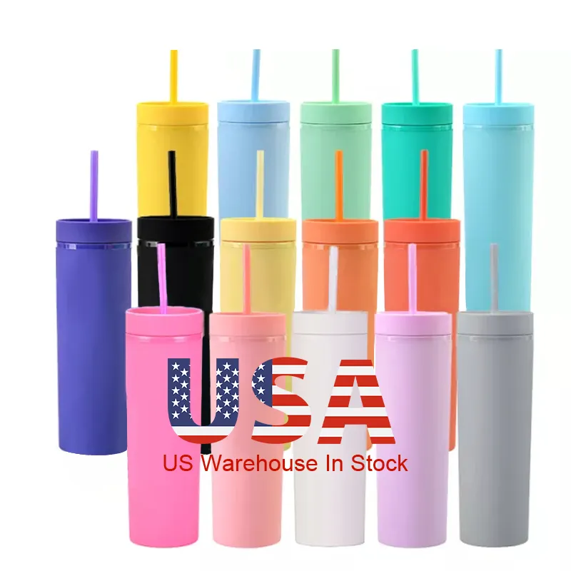 Double Wall Plastic Tumbler Cups с Straw, Plain и Matte Colored, Acrylic Skinny Cups, Black, USA, Hot Sale, Free Shipping, Amazon, Hot Sale, объемом 16 унций