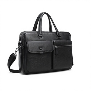 Sacoche de luxe portable en cuir véritable pour homme, en cuir de vachette pleine fleur, avec fermeture éclair, pour affaires et voyages - Product Image 5
