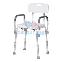 Chaise de douche médicale BQ406A avec accoudoirs rembourrés, dossier amovible, pieds réglables, robuste, capacité de 136 kg pour la sécurité dans la baignoire