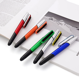 Promocional bolígrafo pluma capacitiva de la pantalla táctil de 4 en 1 caucho lápiz con Gel resaltador - Product Image 3