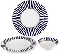 Service de table de luxe en porcelaine fine 24 pièces avec décor doré / Service de table pour 6 personnes à motif paysager certifié CE, cadeaux d'affaires