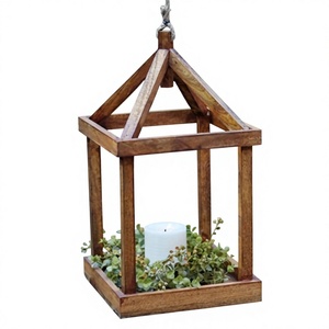 Lanterne à bougie en bois faite à la main de style vintage avec panneaux en verre, impression personnalisable pour la décoration de la maison, pour anniversaire/mariage/Noël - Product Image 2