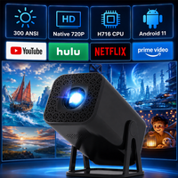Mini projecteur 4K Android intelligent WiFi, projecteur portable 720P natif, 300 ANSI, vidéo 8K prise en charge pour le cinéma maison