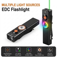 Lampes de poche portables avec faisceau vert 2mw, 1100 lumens, mini lampe torche rechargeable plate EDC pour la marche nocturne