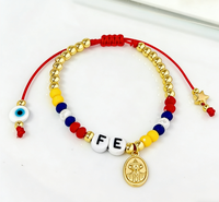 Bracelet artisanal en cuivre perlé pour femmes, bracelet en cordon coloré avec breloque carte du Venezuela, bijou ajustable, cadeau