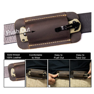 एडc वास्तविक चमड़े के चाकू शेथ कमर तह चाकू के वाहक को कवर करते हुए मिनी चाकू फ्लैशलाइट चमड़े के कवर - Product Image 5