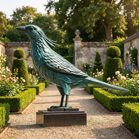 Élégante Statue de Pie en Bronze – Sculpture d'oiseau sauvage en bronze, fabriquée à la main par la méthode de la cire perdue