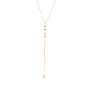 Collier Pendentif Tendance en Acier Inoxydable Plaqué Or 18K avec Zircon Blanc, Chaîne en Y, Design Géométrique et Sertissage Multi-Étages - Product Image 5