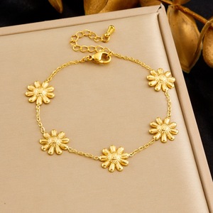 Gold Plated Daisy Flower Jewelry <b>Set</b> Stainless Steel Women's Fashion Necklace Earrings <b>Bracelet</b> Gift <b>Set</b> - Product Image 3