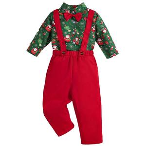 Chemise à carreaux rouge à manches longues et jean pour bébé garçon et fille, 2 pièces, 0-3T, vêtements pour bébé garçon, Noël KBCS-008 - Product Image 1