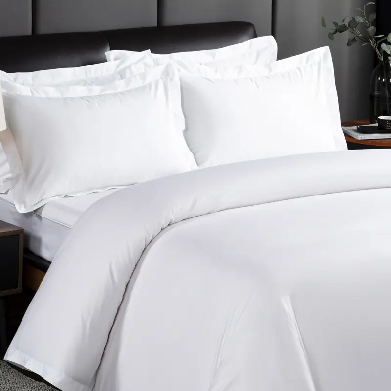 Juegos de cama de algodón de calidad de hotel tamaño queen blanco juegos de cama juegos de sábanas de lujo 100 piezas de la serie del hotel de algodón