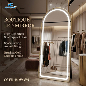 Suministro de fábrica, espejo de decoración arqueado de longitud completa con luces Led, espejos largos de cuerpo completo inclinados montados en la pared independientes - Product Image 1