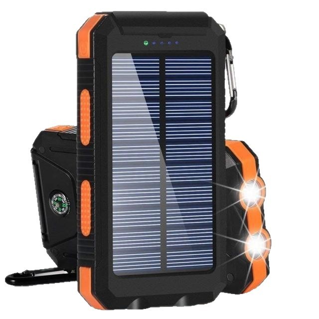 Waterproof Solar Power Bank 20000mAh Fast Charging Compass Power Bank Solar Portable Power Bank for Outdoor Smartphone