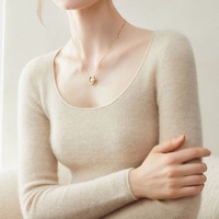 Pull en cachemire pur 100% pour femme, col en U, léger, doux, coupe ajustée, haut de gamme, pour l'automne et l'hiver