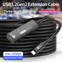 Cable de Extensión USB 3.2 Gen 2 Xput Long Active, Transferencia de Datos de 10 Gbps, Carga Rápida de 5 A, Tipo C, Chapado en Oro, Alimentación Adicional para Computadora
