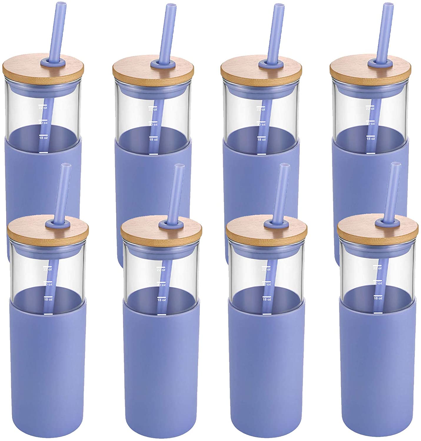 24oz Glass Tumbler Glass Water Bottle Straw Silicone Protective Sleeve Bamboo Lid